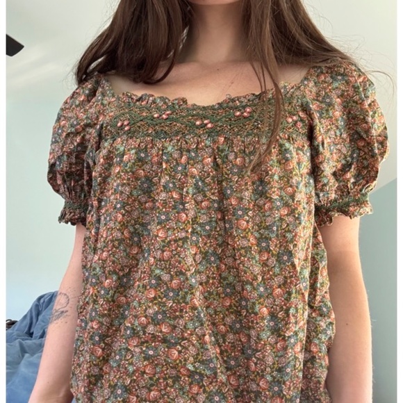 DOEN Elba Top in Yellow Laurel Canyon Rose Print - Picture 2 of 4